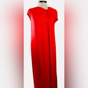 Red long satin St.John dress